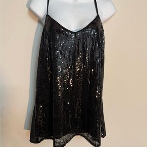 NWT Grace Karin Elegant Black Sequin Tank Top